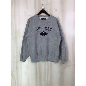 Vintage Sport One Michigan Wolverines Embroidered Gray Sweatshirt Adult Large-